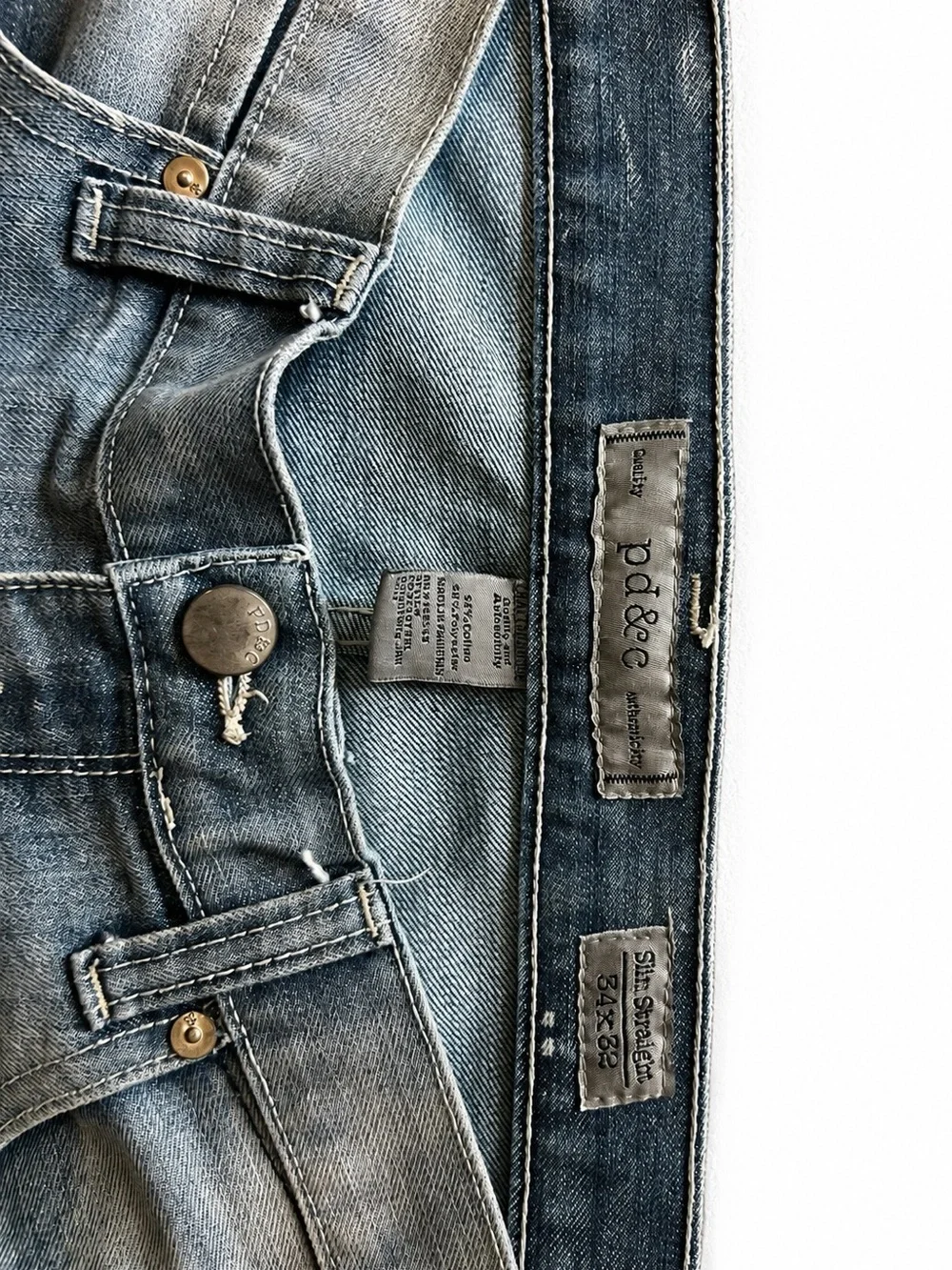 PD&C Men's Washed Light Blue Straight Jeans